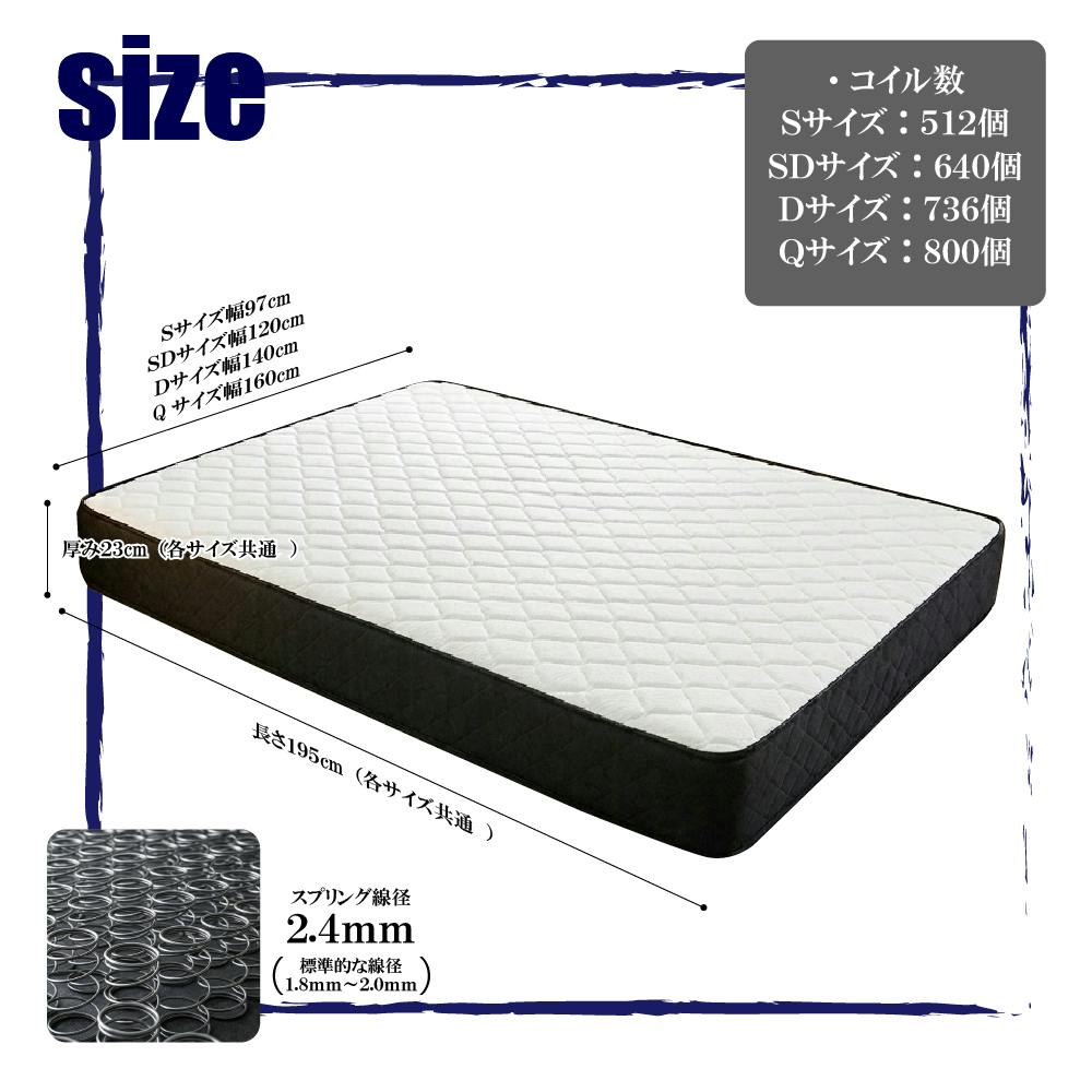 圧縮ベッド 沈まない極厚マットレス付き グレー クイーン Q 1650×2300