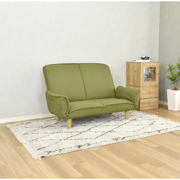 タマリビング カウチソファ ナッツ GN グリーン(50001097) サイズ:(130~174×70~90×80~88) 4990552139678【別送品】