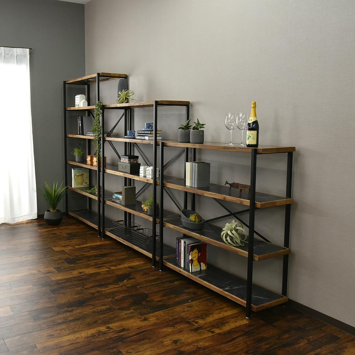 タマリビング シェルフ FJ-W118-5段 DGY ダークグレー(50006504