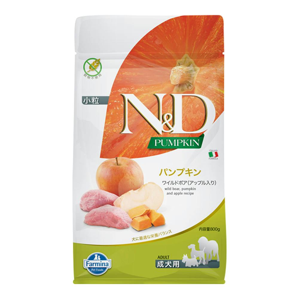 N＆D パンプキン ワイルドボア アップル 成犬用 800g | ペット