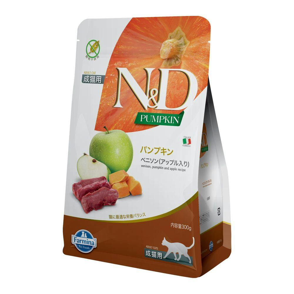 N＆D パンプキン ベニソン アップル 成猫 300g | ペット用品（猫