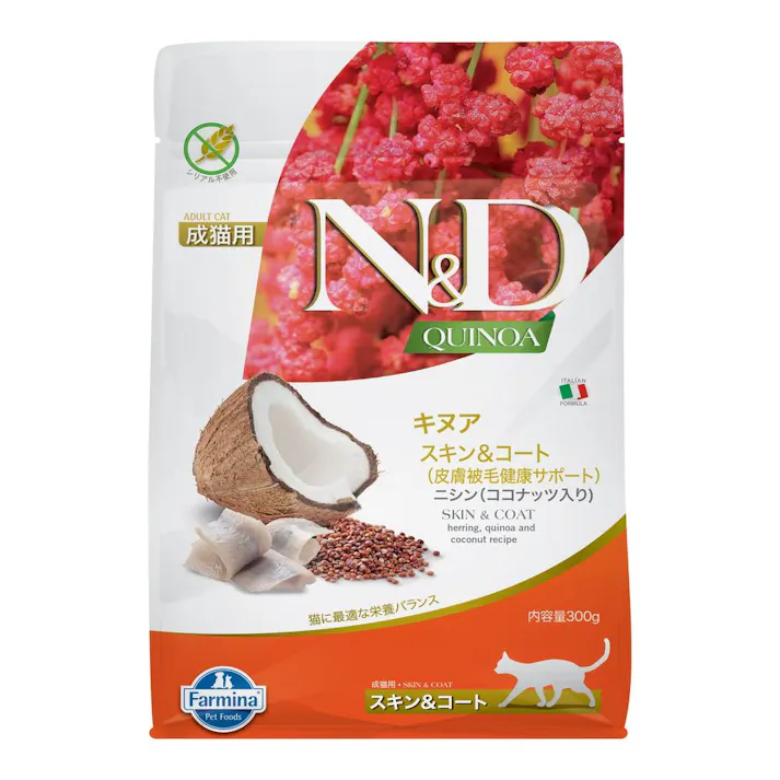 N&D キヌア スキン&コート(皮膚被毛健康サポート) ニシン成猫用 300g