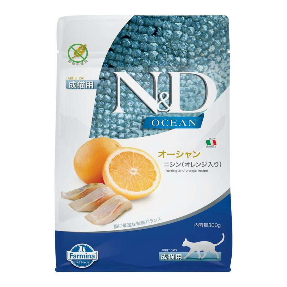 N＆D オーシャン ニシン オレンジ 成猫用 300g | ペット用品（猫