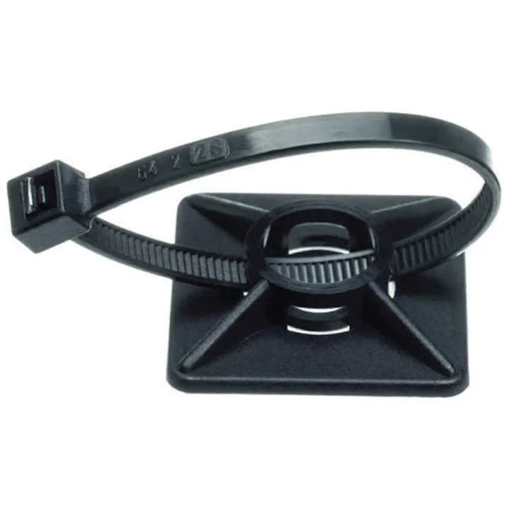 【CAINZ-DASH】SapiSelco社 ケーブルタイ固定具 角型 4mm 黒 100個入 BAS.3.405【別送品】