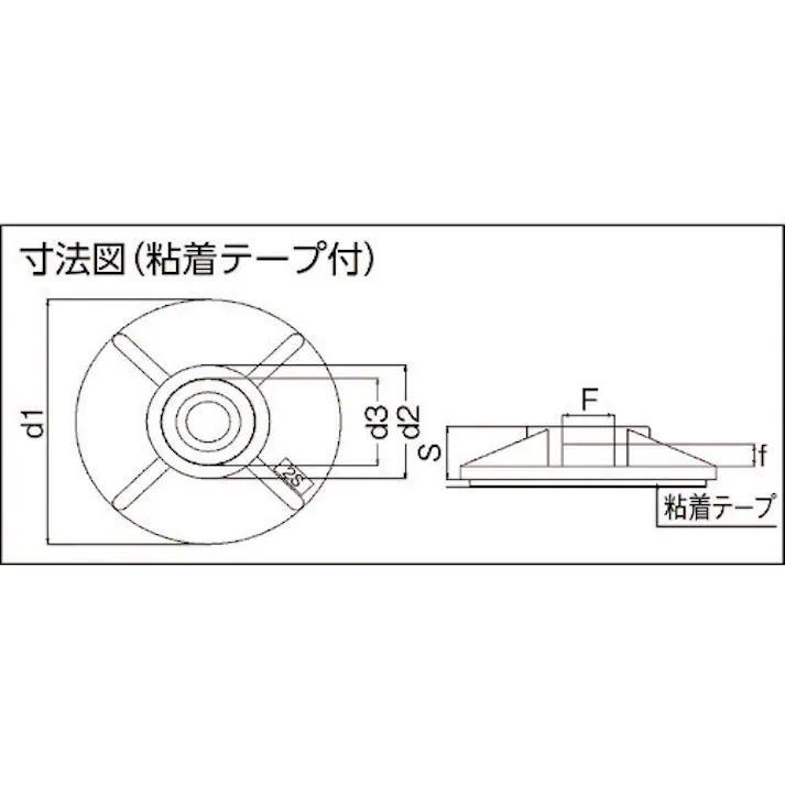 【CAINZ-DASH】SapiSelco社 【売切廃番】 【在庫限り値引品】ケーブルタイ固定具 粘着付 丸型 4mm 黒 (100個入) BAS.3MT.501【別送品】