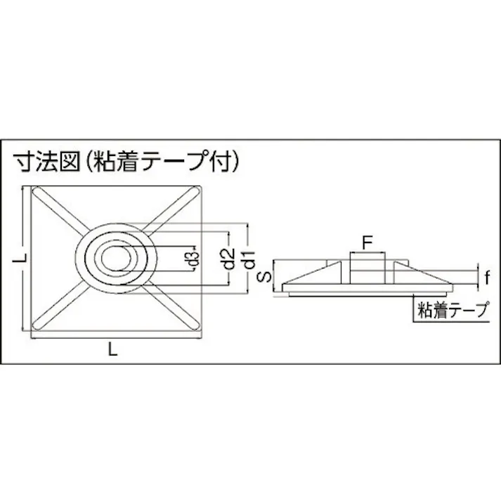 【CAINZ-DASH】SapiSelco社 ケーブルタイ固定具 粘着タイプ 角型 4mm 黒 100個入 BAS.3MT.507【別送品】