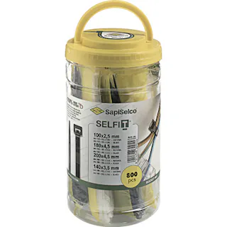 【CAINZ-DASH】SapiSelco社 バケットケーブルタイ ミックス 800本 100~200mm BUCK.002【別送品】