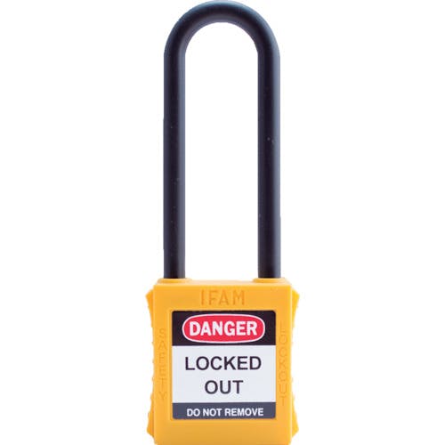 IFAM社 ロックアウト用南京錠 ナイロン製シャックル(ツル長) 黄 044806 特殊錠 IFAM社 ロックアウト用南京錠 ナイロン製シャックル(ツル長) 黄 044806 特殊錠