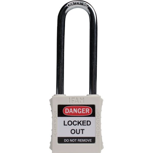 IFAM社 ロックアウト用南京錠 スチール製シャックル(ツル長) 白 044666 特殊錠 IFAM社 ロックアウト用南京錠 スチール製シャックル(ツル長) 白 044666 特殊錠