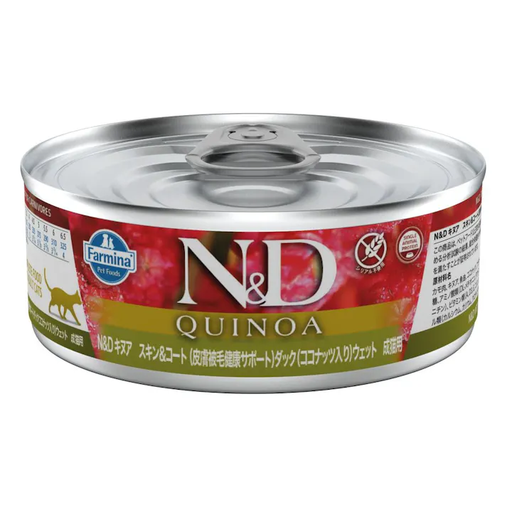 N&D キヌア スキン&コート(皮膚被毛健康サポート) ダック ウェット 成猫用 80g