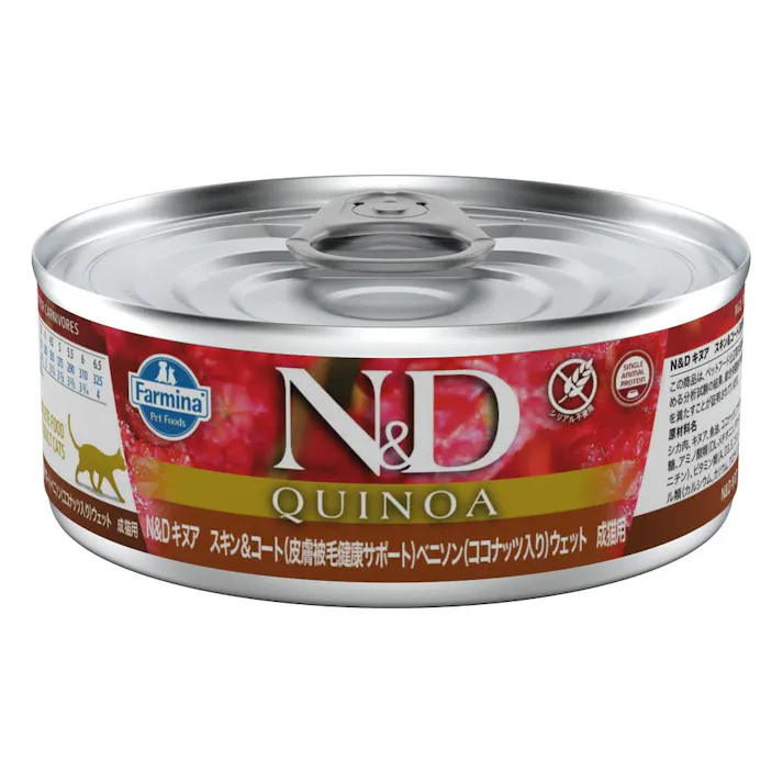 N&D キヌア スキン&コート(皮膚被毛健康サポート) ベニソン ウェット 成猫用 80g