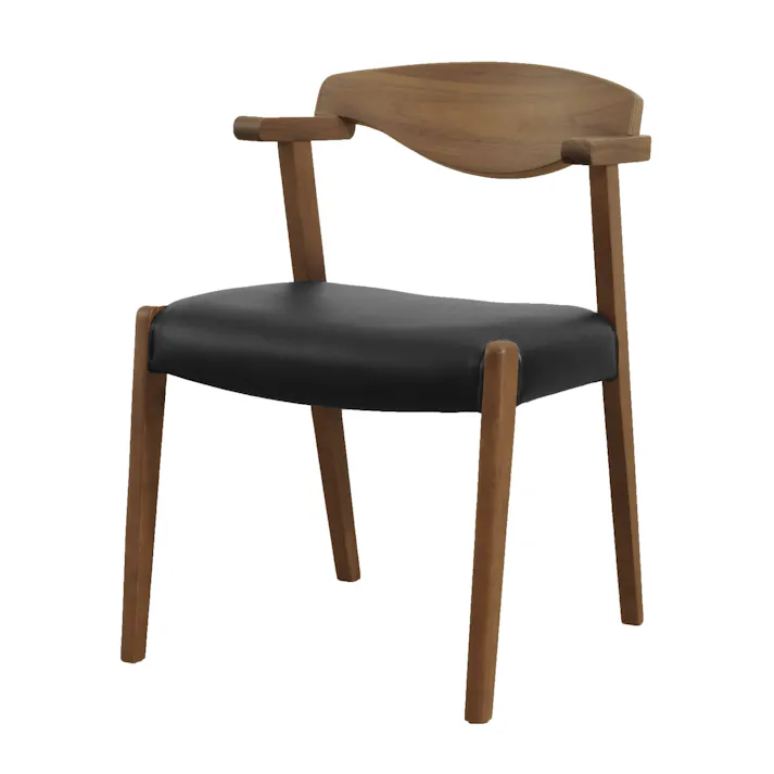 筑波産商 ARBOL モアナ ダイニングチェア セミアーム W49.5xD55 ウォールナット/ラバー/合成皮革張 ダーク VAL08621 4905821439441【別送品】
