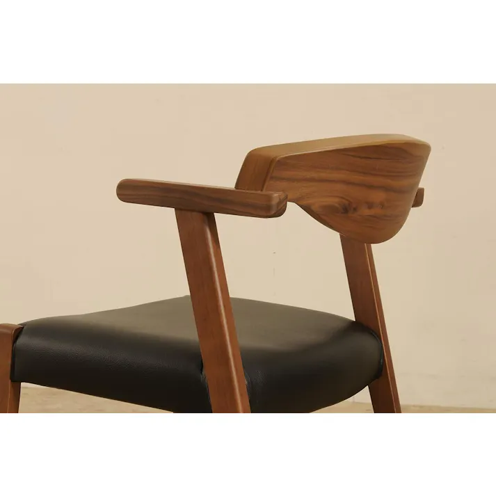 筑波産商 ARBOL モアナ ダイニングチェア セミアーム W49.5xD55 ウォールナット/ラバー/合成皮革張 ダーク VAL08621 4905821439441【別送品】