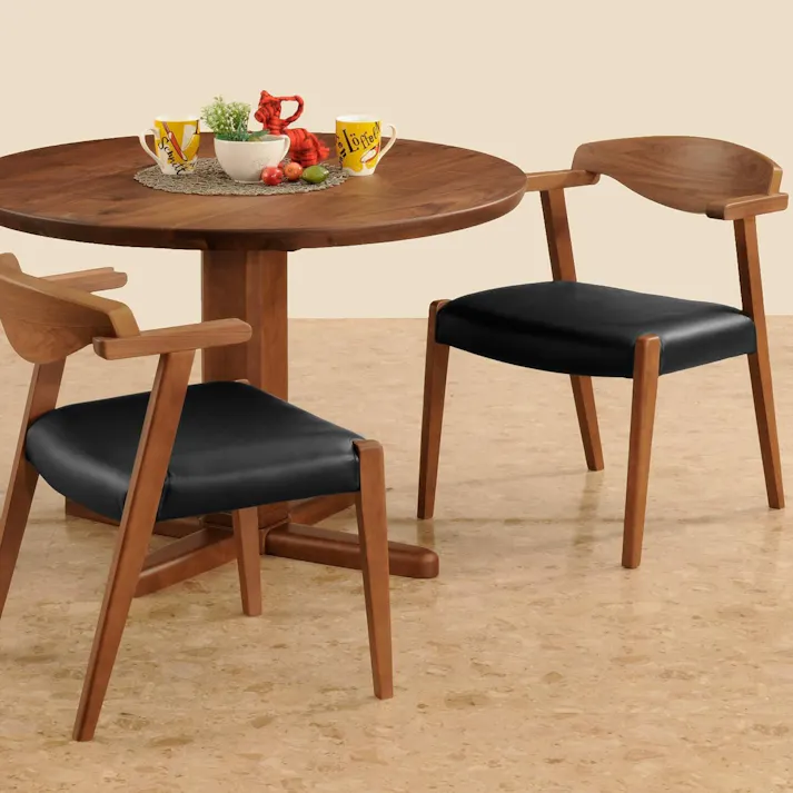 筑波産商 ARBOL モアナ ダイニングチェア セミアーム W49.5xD55 ウォールナット/ラバー/合成皮革張 ダーク VAL08621 4905821439441【別送品】