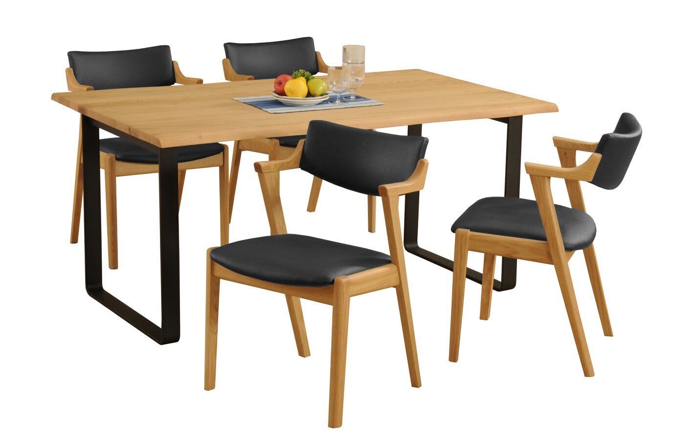 筑波産商 アルボル YUME2 205W ワイド(W56)セミアームチェア WBNR/BK