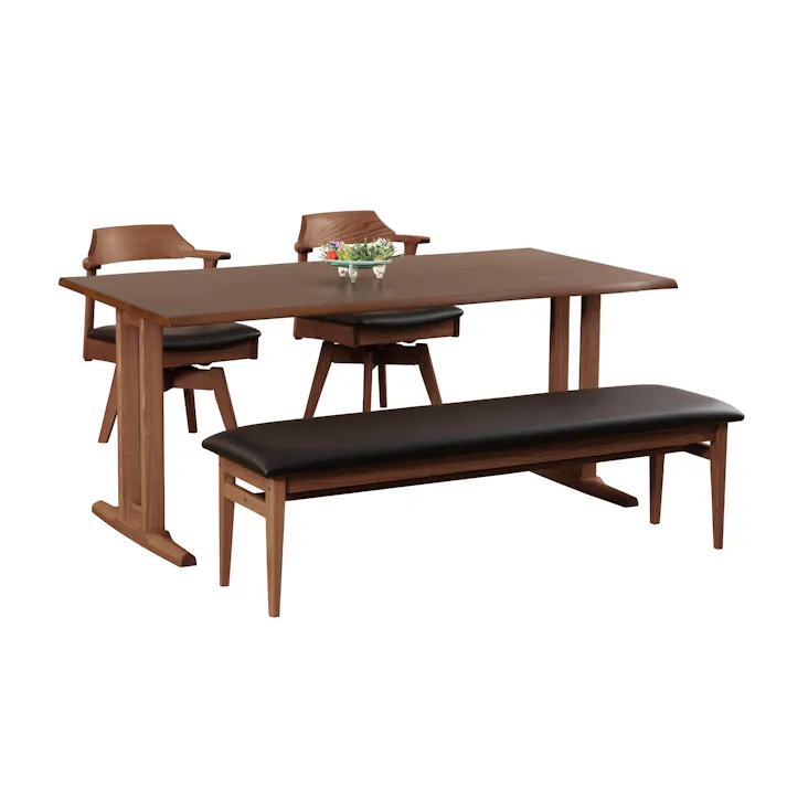 筑波産商 アルボル YUME2 125P ダイニングベンチKD WBNR/BK ブラウン/ブラック TKB5909 4905821445909【別送品】