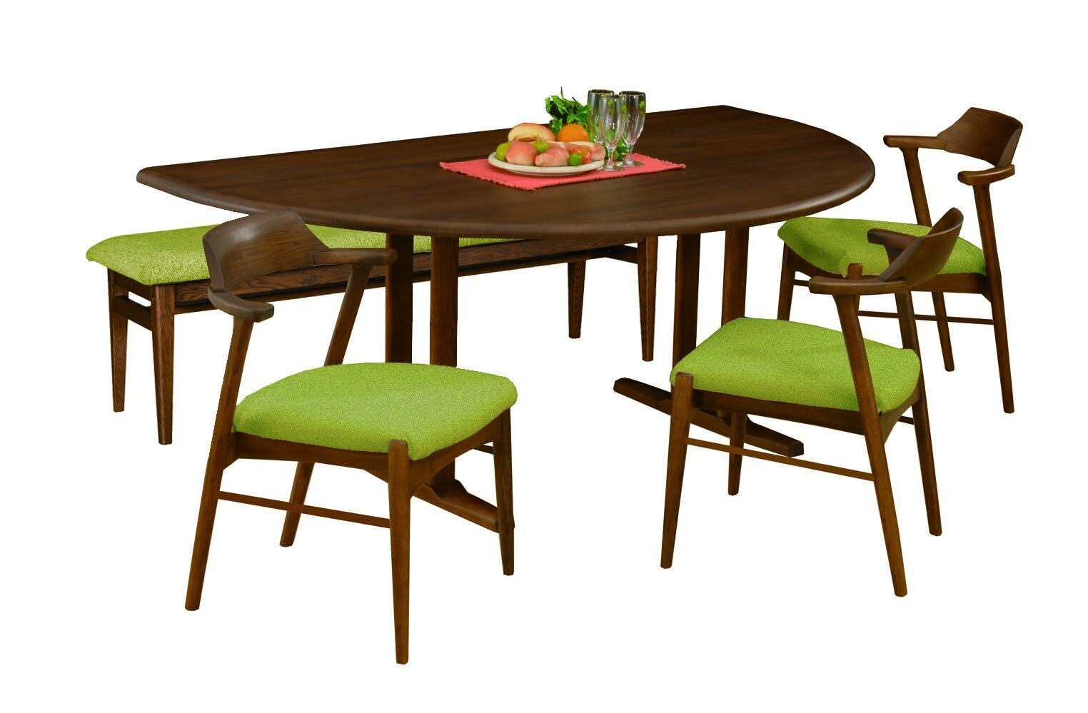 筑波産商 アルボル YUME2 160×100 半円 ダイニングテーブルT ブラウン