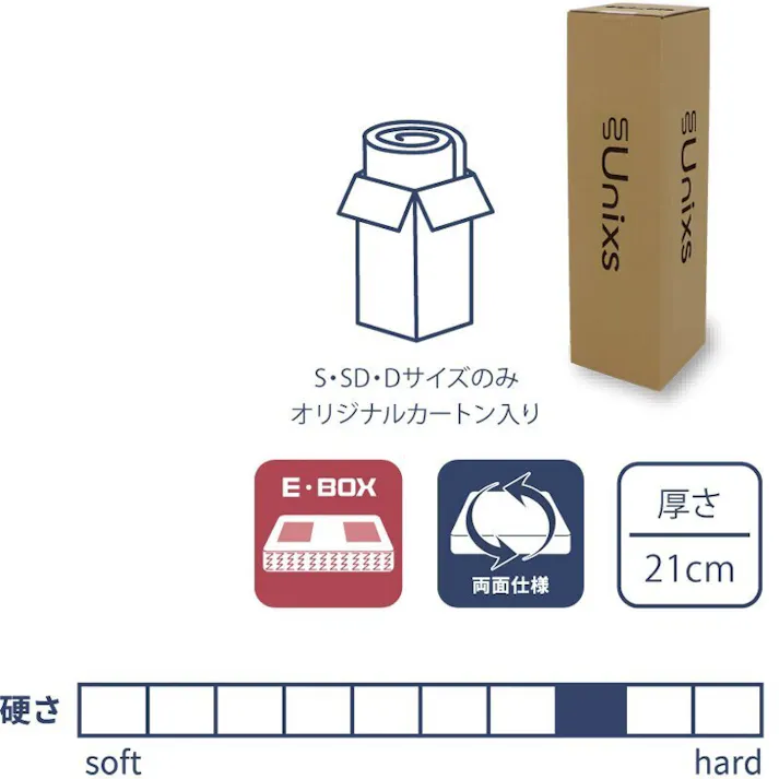コイズミファニテック UNIXS ポケットコイルマットレス 圧縮マットレス ハードタイプ KAS-561 シングル TKB6105 4905959526105【別送品】