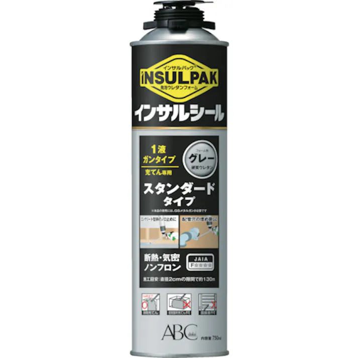 【CAINZ-DASH】エービーシー商会 簡易型発泡ウレタンフォーム 1液ガンタイプ インサルパック インサルシール 750ml フォーム色:グレー GSIS【別送品】