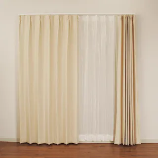 ユニベール「4枚セットカーテン ラスター アイボリー」100×135cm 4548654682464【別送品】