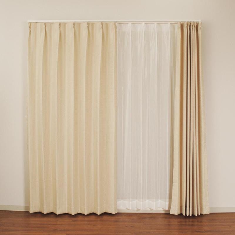 ユニベール「4枚セットカーテン ラスター アイボリー」100×200cm
