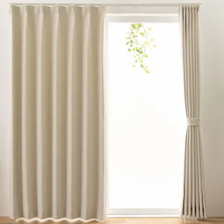 ユニベール 防炎 遮光2級「カーテン ステイシー アイボリー」100×215cm 2枚 4548654727417【別送品】