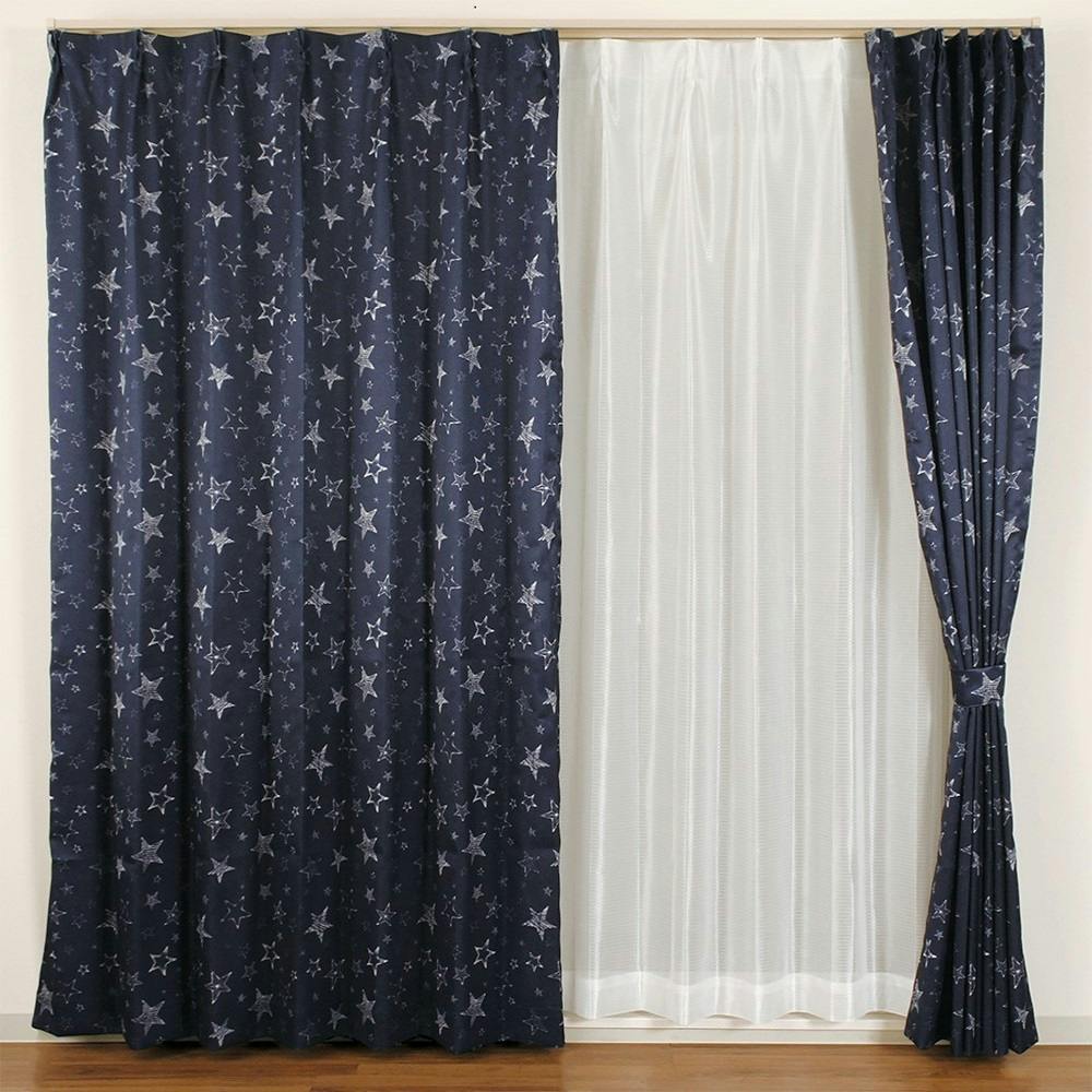ユニベール 遮光3級「4枚セットカーテン ブルースター ネイビー」100×200cm 2枚 4548654771625 4枚組カーテンセット 巾100cm × 丈200cm ユニベール 遮光3級「4枚セットカーテン ブルースター ネイビー」100×200cm 2枚 4548654771625 4枚組カーテンセット 巾100cm × 丈200cm
