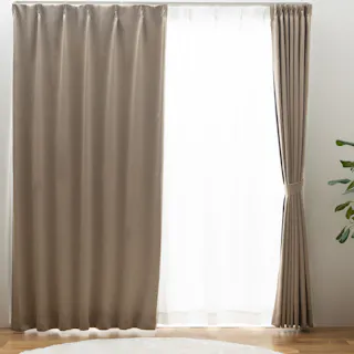 ユニベール 遮光2級「カーテン キャナル ベージュ」100×200cm 2枚 4548654888316【別送品】