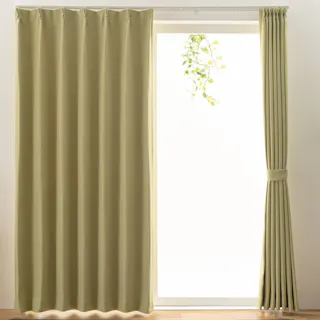 ユニベール 防炎 遮光2級「カーテン ステイシー グリーン」150×135cm 1枚 4548654896298【別送品】