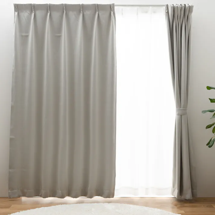 ユニベール 遮光1級 UVカット 遮熱 ミラー「4枚セットカーテン ブリンク ライトグレー」100×105cm 2枚 4548654896984【別送品】