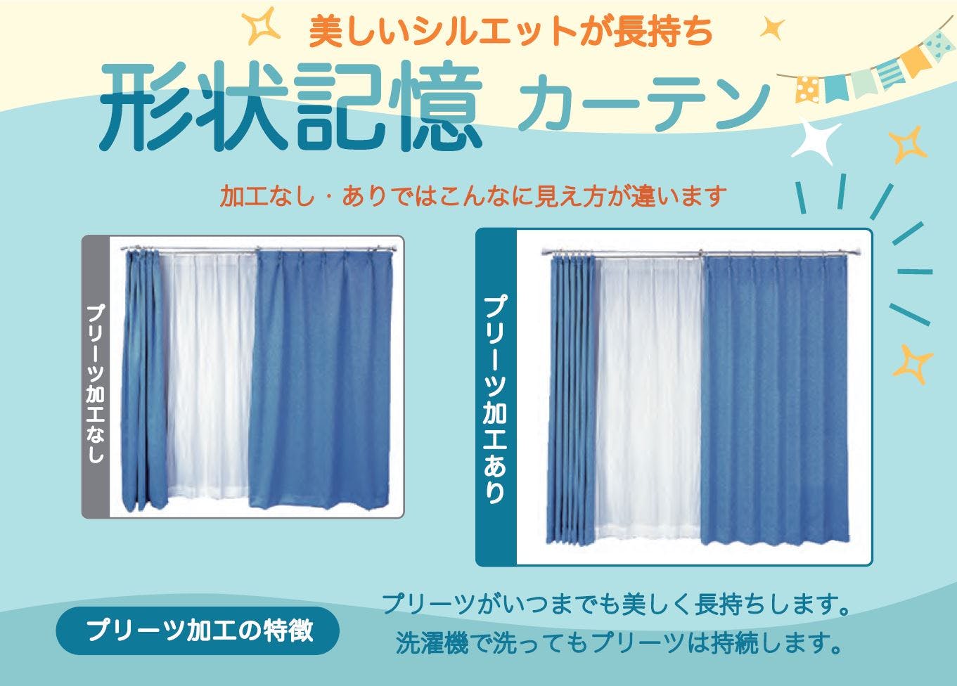 厚地カーテン　幅150cm×丈240cm2枚　グリーン 遮光カーテン（厚地のみ） 1枚 幅150cm×丈135cm シャインブルー 日本製