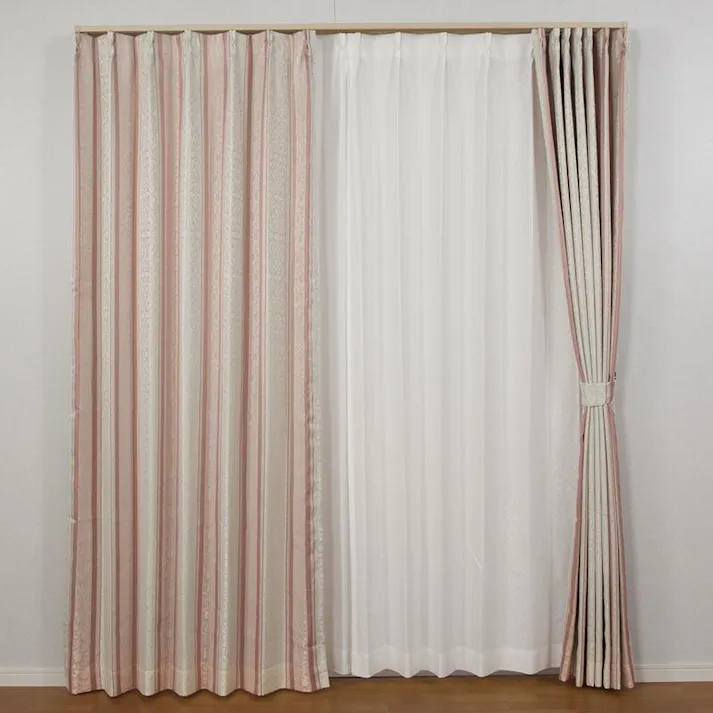 ユニベール 裏地付き 遮光3級「カーテン アングル ローズ」100×200cm 2枚 4548654540085【別送品】