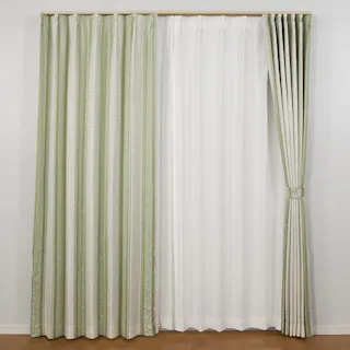 ユニベール 裏地付き 遮光3級「カーテン アングル グリーン」200×178cm 1枚 4548654540870【別送品】