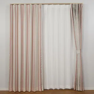 ユニベール 裏地付き 遮光3級「カーテン アングル ローズ」100×190cm 2枚 4548654592497【別送品】