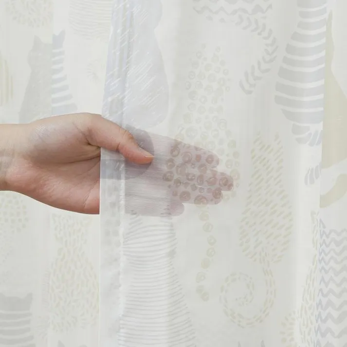 ユニベール「4枚セットカーテン ニャカヨシ ブルー」100×135cm 4548654705811【別送品】