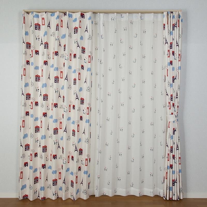 ユニベール「4枚セットカーテン ニャンゼリーゼ ミックス」100×200cm 4548654705897 4枚組カーテンセット 巾100cm × 丈200cm ユニベール「4枚セットカーテン ニャンゼリーゼ ミックス」100×200cm 4548654705897 4枚組カーテンセット 巾100cm × 丈200cm