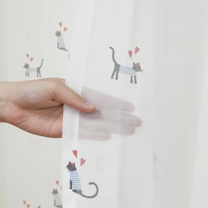 ユニベール「4枚セットカーテン ニャンゼリーゼ ミックス」100×200cm 4548654705897【別送品】