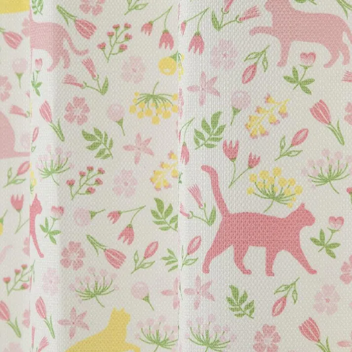 ユニベール「4枚セットカーテン サンポダニャン ピンク」100×200cm 4548654705958【別送品】