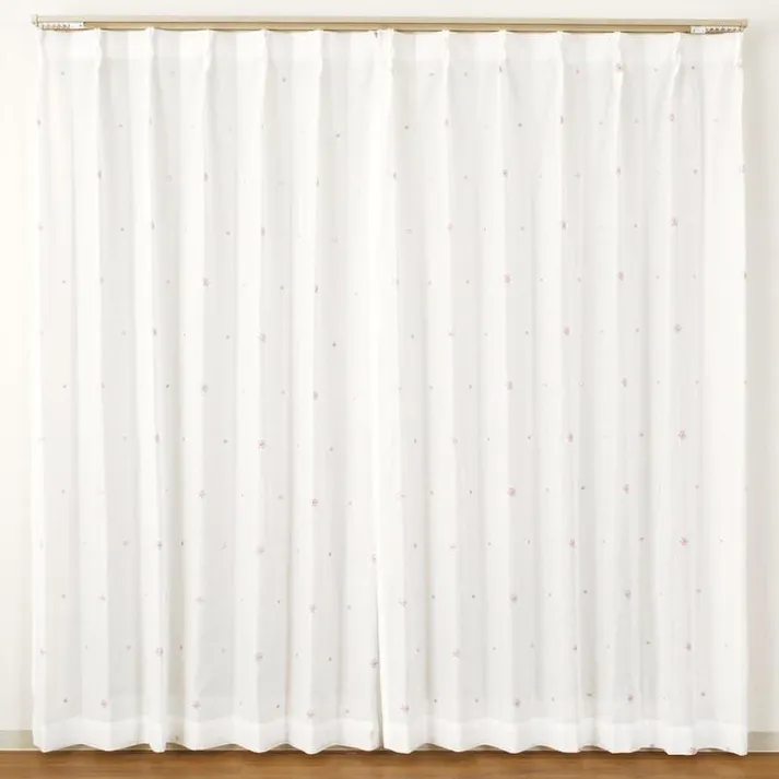 ユニベール UVカット 遮熱 ミラー「レースカーテン セフィ2 ピンク」100×198cm 2枚 4548654746845【別送品】