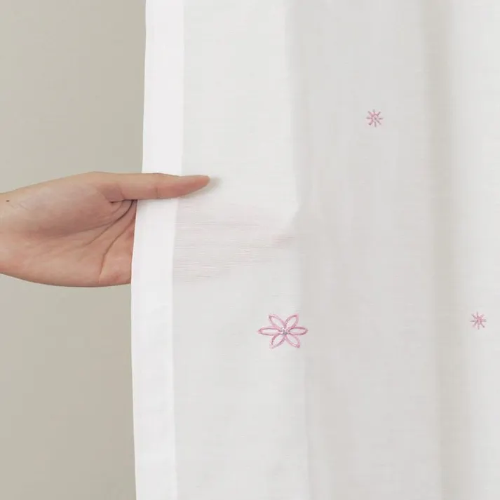 ユニベール UVカット 遮熱 ミラー「レースカーテン セフィ2 ピンク」100×198cm 2枚 4548654746845【別送品】