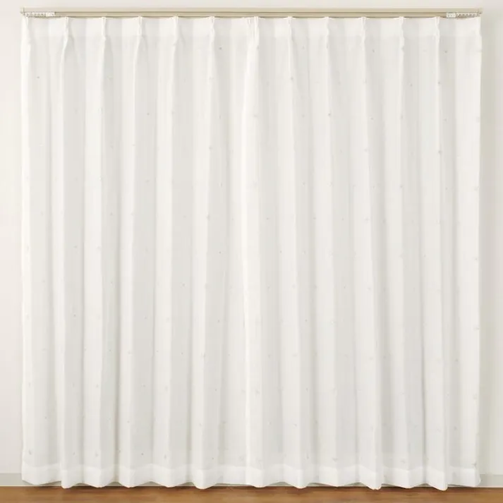 ユニベール UVカット 遮熱 ミラー「レースカーテン セフィ2 ベージュ」100×198cm 2枚 4548654746876【別送品】