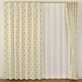 ユニベール「カーテン ブラックキャット2 ブラック」100×135cm 2枚 4548654771991【別送品】