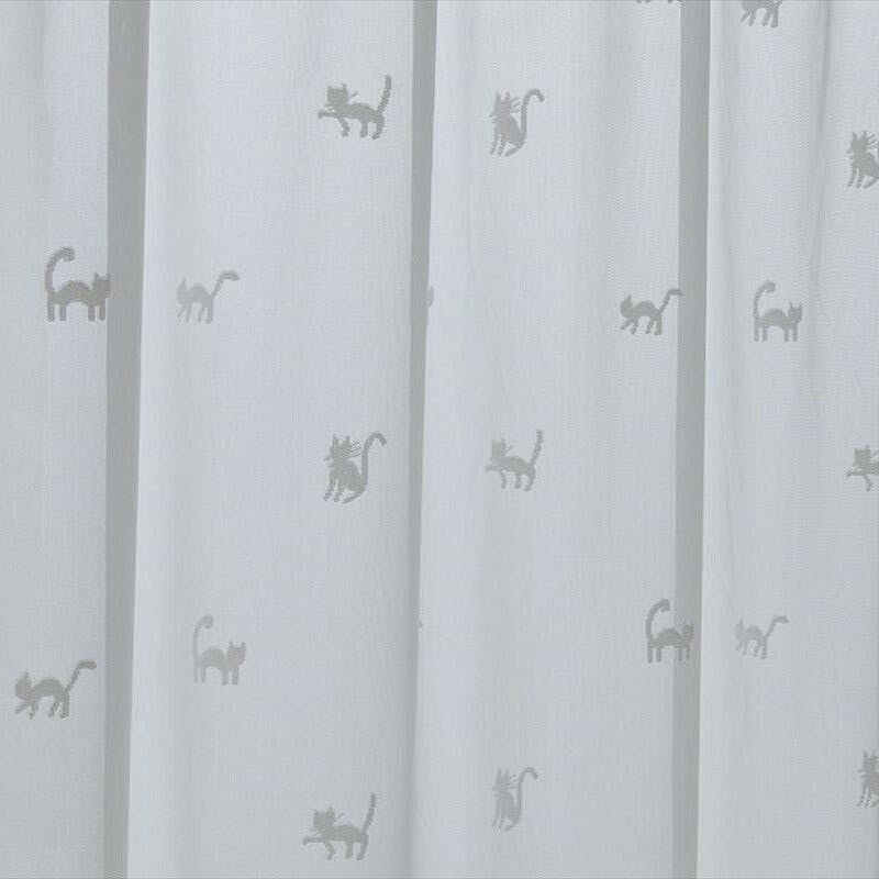 ユニベール「レースカーテン ホワイトキャット2 ホワイト」100×176cm 2