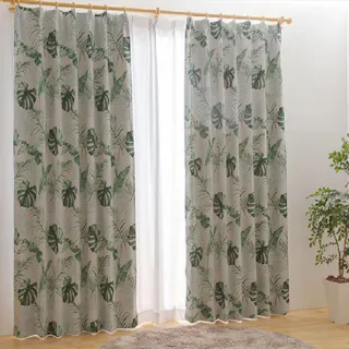 ユニベール 遮光2級「カーテン KOジャングル グリーン」100×178cm 2枚 4548654802497【別送品】