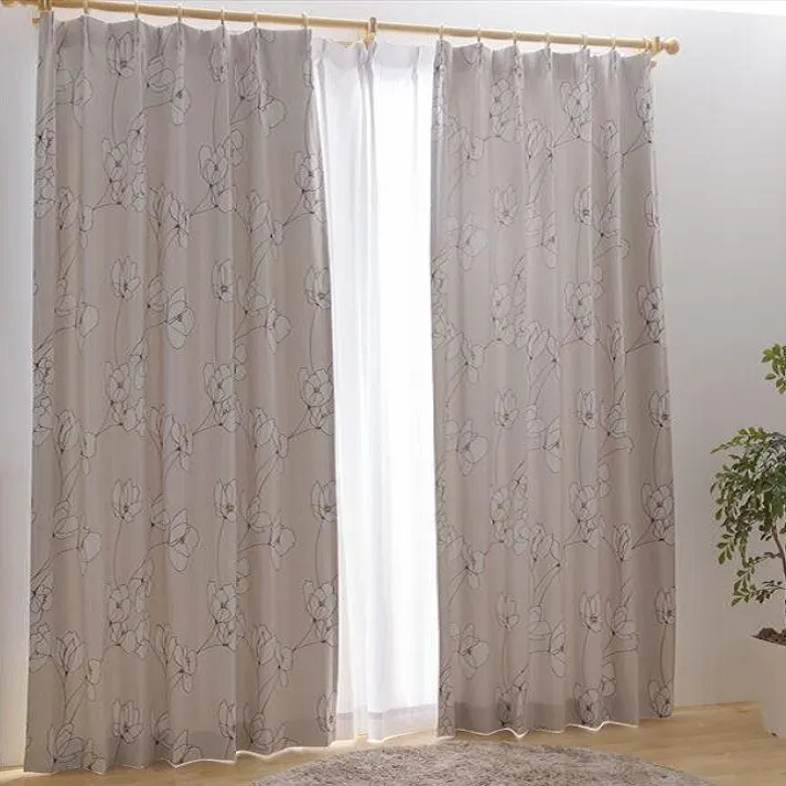 ユニベール 遮光3級「カーテン オルテ ブラウン」100×135cm 2枚 4548654802510【別送品】