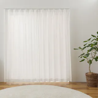 ユニベール UVカット 遮熱 ミラー「レースカーテン ルーシェ ホワイト」100×198cm 2枚 4548654895352【別送品】