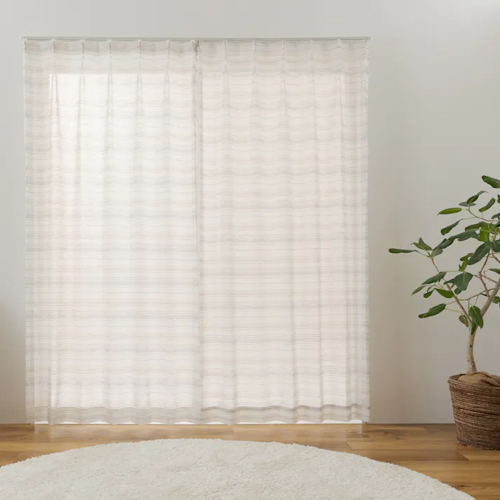 ユニベール「レースカーテン アクセント ホワイト」100×133cm 2枚 4548654897141【別送品】