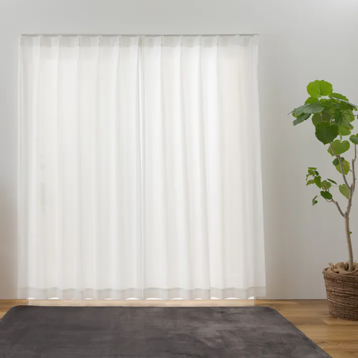 ユニベール 花粉キャッチ UVカット 遮熱 ミラー「レースカーテン スーロ ホワイト」100×198cm 2枚 4548654898513【別送品】