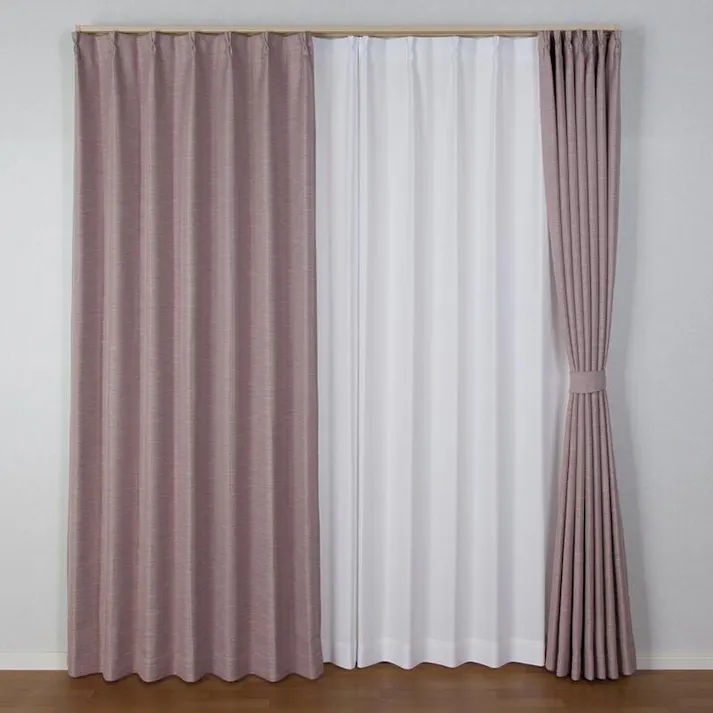 ユニベール フーガ ピンク 100×200 2枚組 遮光性 洗濯可能 アジャスターフック付き 4548654057606【別送品】