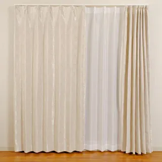 ユニベール フロスト アイボリー 100×200 2枚組 遮光性 洗濯可能 アジャスターフック付き 4548654314204【別送品】